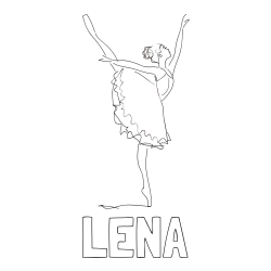 Online izdelana pobarvanka - Pobarvanka imena LENA in pobarvanka ljubke baletke