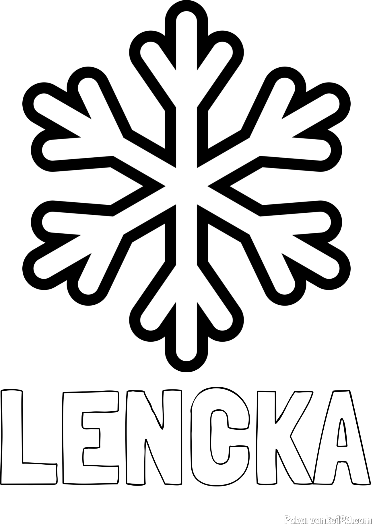 Pobarvanka imena LENČKA in pobarvanka enostavne snežinke