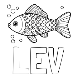Online izdelana pobarvanka - Pobarvanka imena LEV in pobarvanka ribe