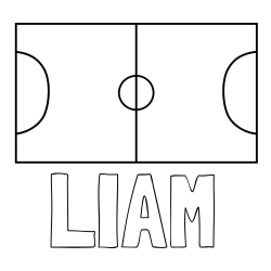 Online izdelana pobarvanka - Pobarvanka imena LIAM in pobarvanka nogometnega igrišča