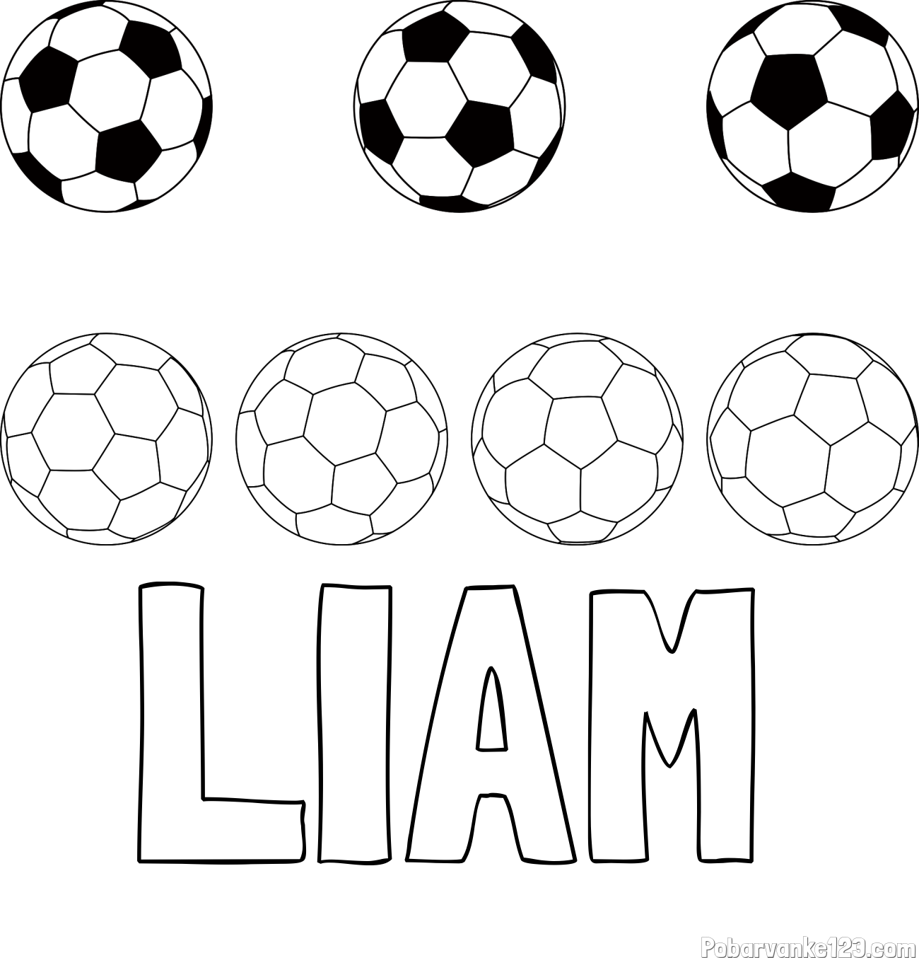 Pobarvanka imena LIAM in pobarvanka nogometnih žog