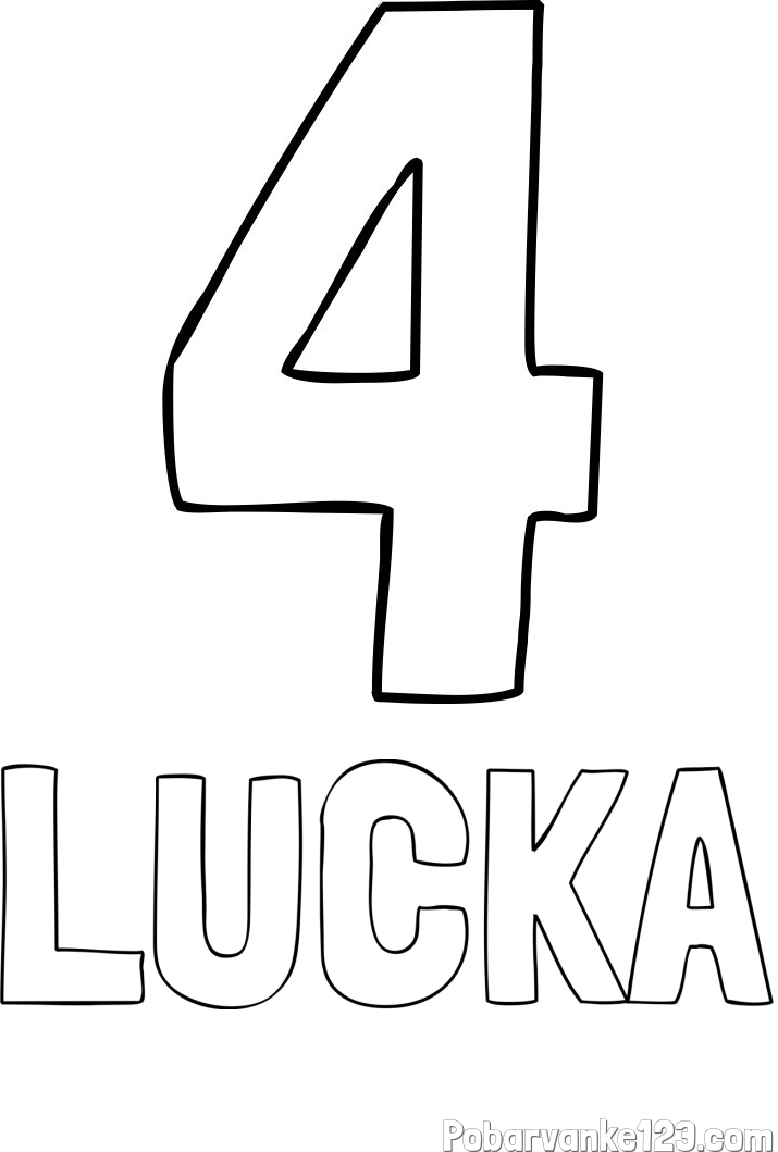 Pobarvanka imena LUČKA in pobarvanka številke štiri (4)