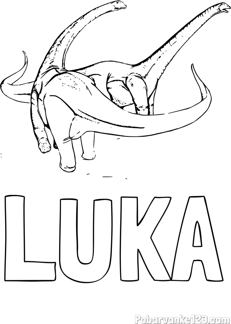 Pobarvanka imena LUKA in pobarvanka dinozavra Alamosaurus