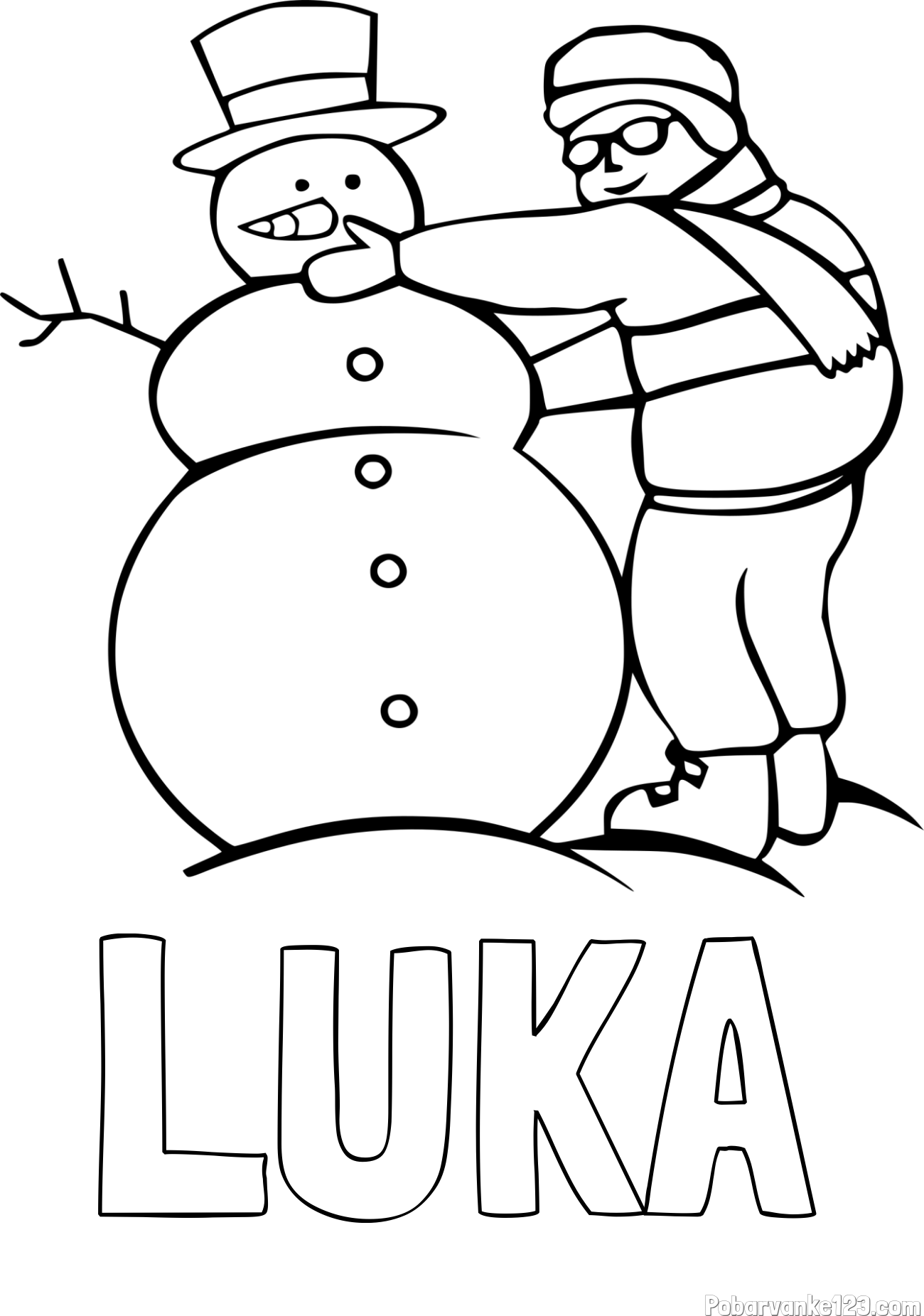 Pobarvanka imena LUKA in pobarvanka snežaka