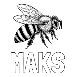 Pobarvanka imena MAKS in pobarvanka realistične čebele