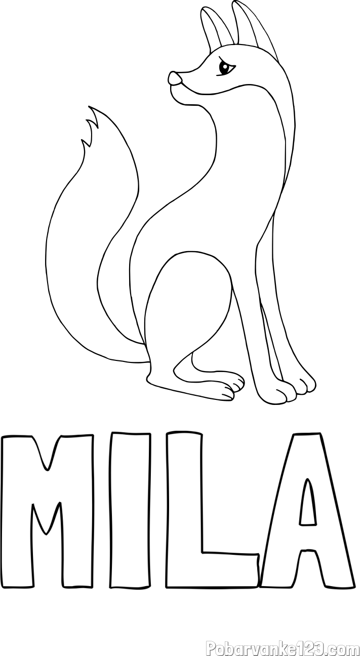 Pobarvanka imena MILA in pobarvanka ljubke lisičke