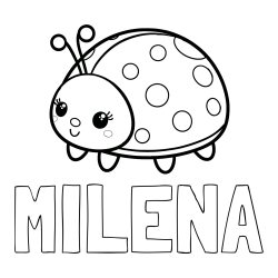 Online izdelana pobarvanka - Pobarvanka imena MILENA in pobarvanka ljubke pikapolonice
