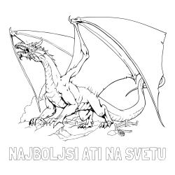 Online izdelana pobarvanka - Pobarvanka imena NAJBOLJŠI ATI NA SVETU in pobarvanka strašnega zmaja