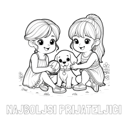 Pobarvanka imena NAJBOLJŠI PRIJATELJICI in pobarvanka prijateljic s kužkom
