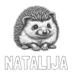 Online izdelana pobarvanka - Pobarvanka imena NATALIJA in pobarvanka ježa