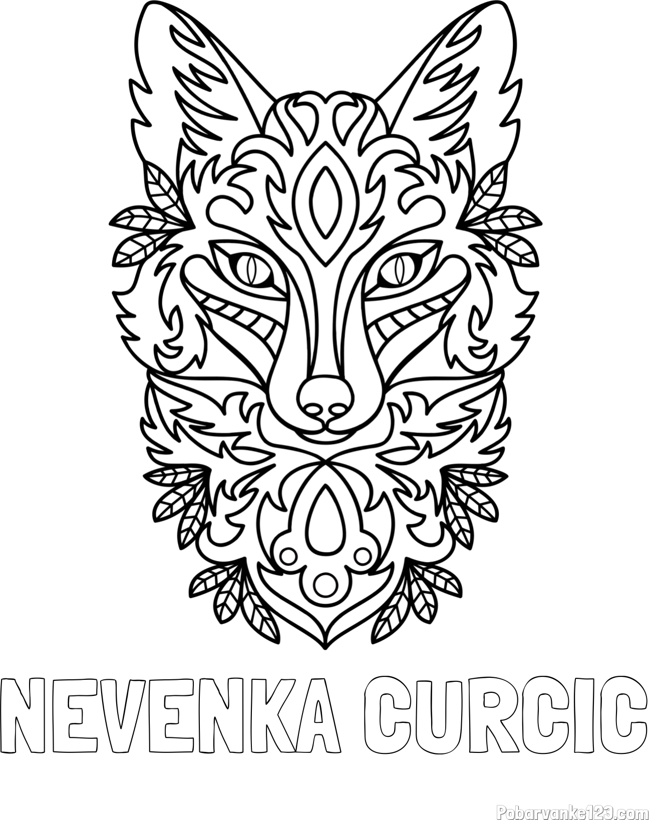 Pobarvanka imena NEVENKA ČURČIČ in pobarvanka volka - mandale