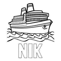 Pobarvanka imena NIK in pobarvanka velike potniške ladje