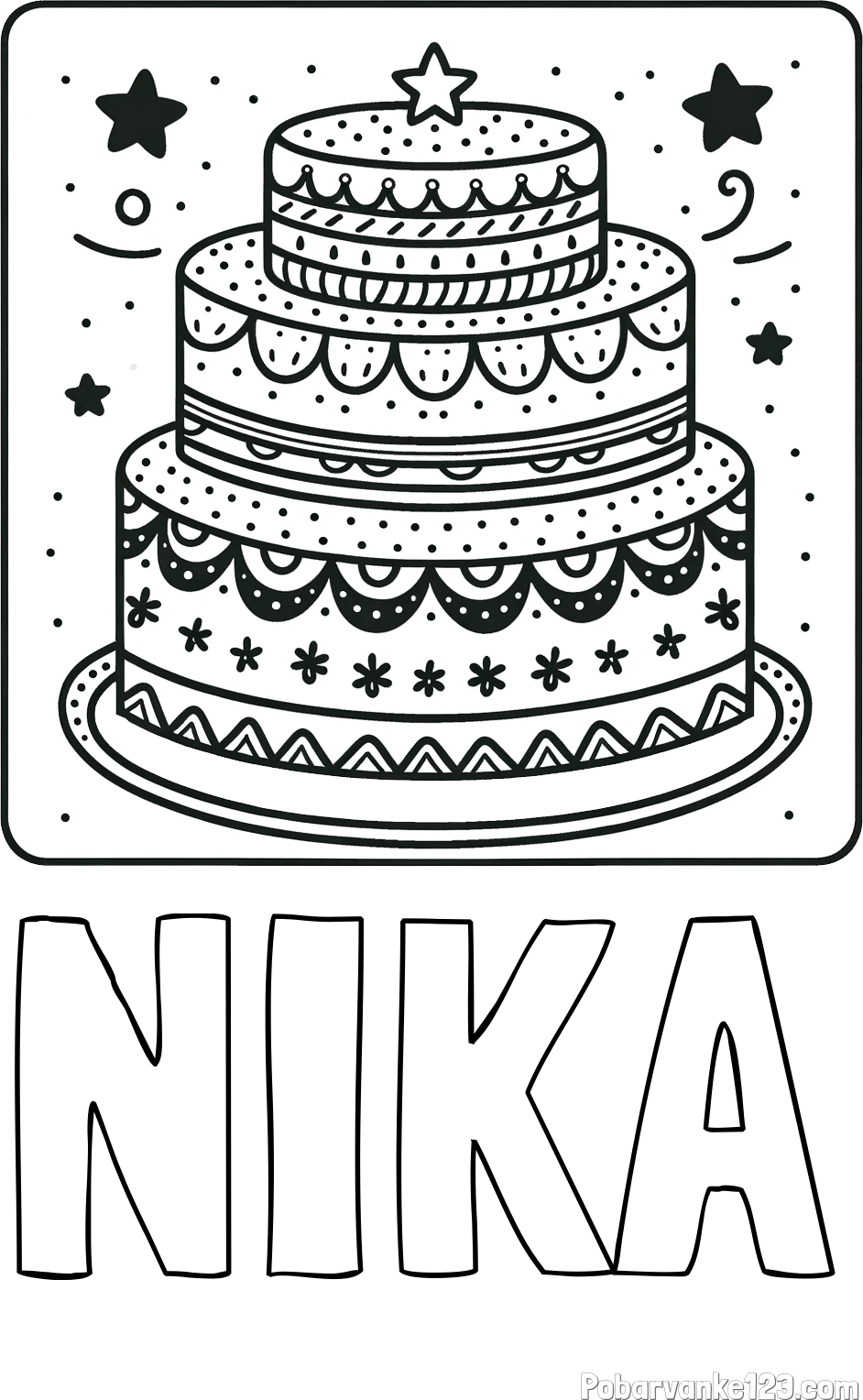 Pobarvanka imena NIKA in pobarvanka slastne torte