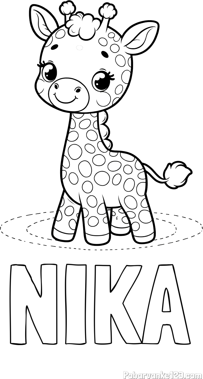 Pobarvanka imena NIKA in pobarvanka žirafe