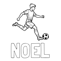 Online izdelana pobarvanka - Pobarvanka imena NOEL in pobarvanka nogometaša v napadu