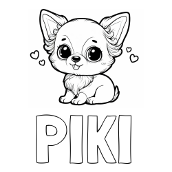 Online izdelana pobarvanka - Pobarvanka imena PIKI in pobarvanka čivave