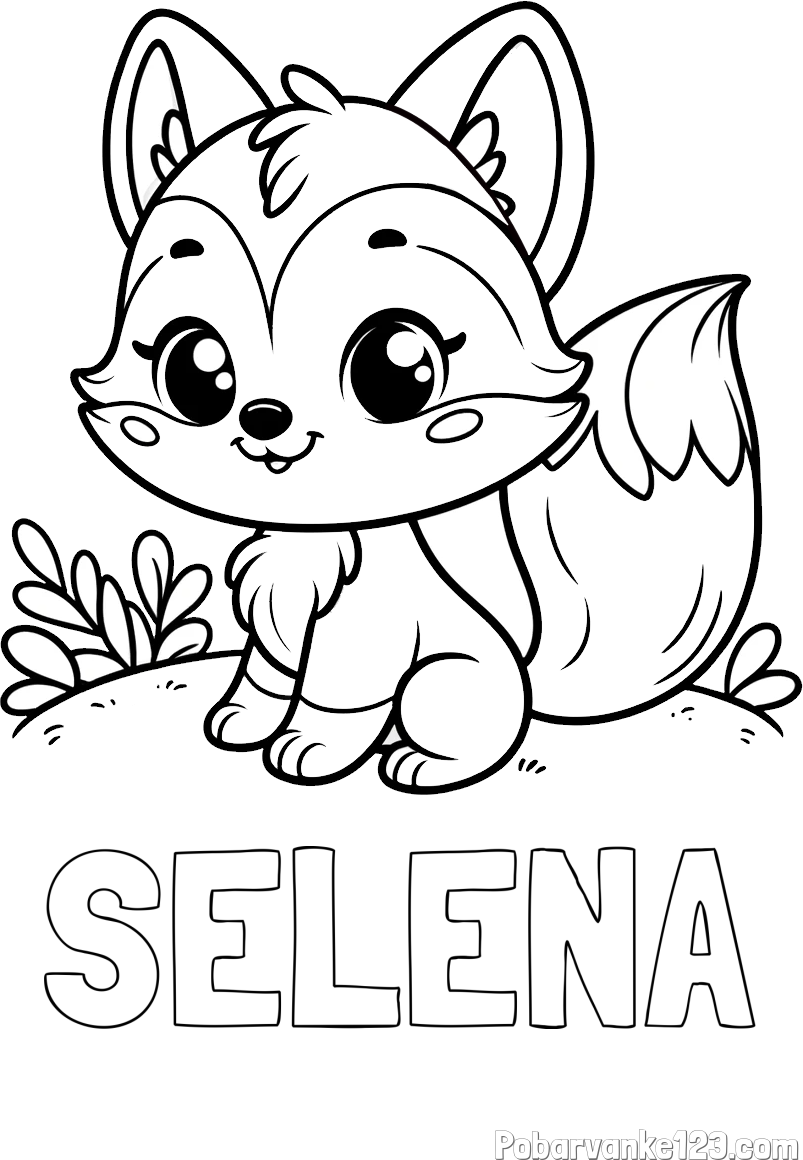 Pobarvanka imena SELENA in pobarvanka lisičke