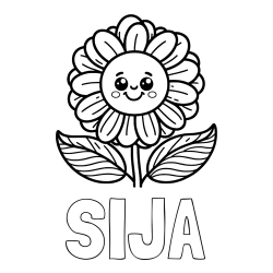 Online izdelana pobarvanka - Pobarvanka imena SIJA in pobarvanka ljubke in nasmejane rože