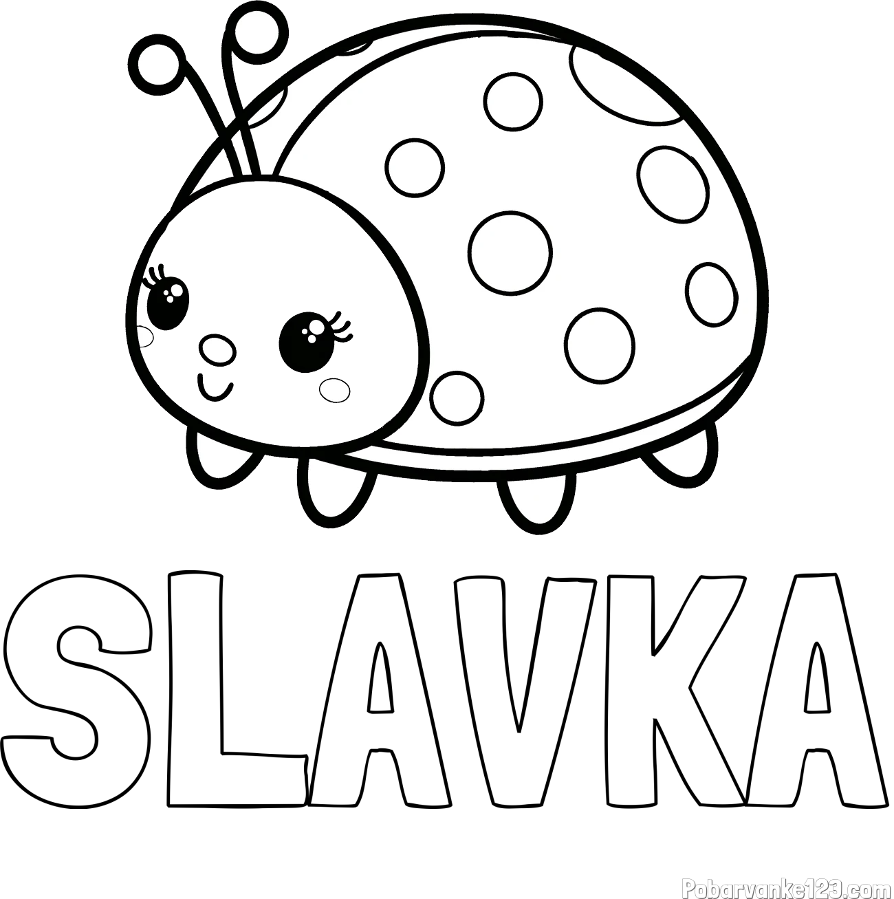 Pobarvanka imena SLAVKA in pobarvanka ljubke pikapolonice