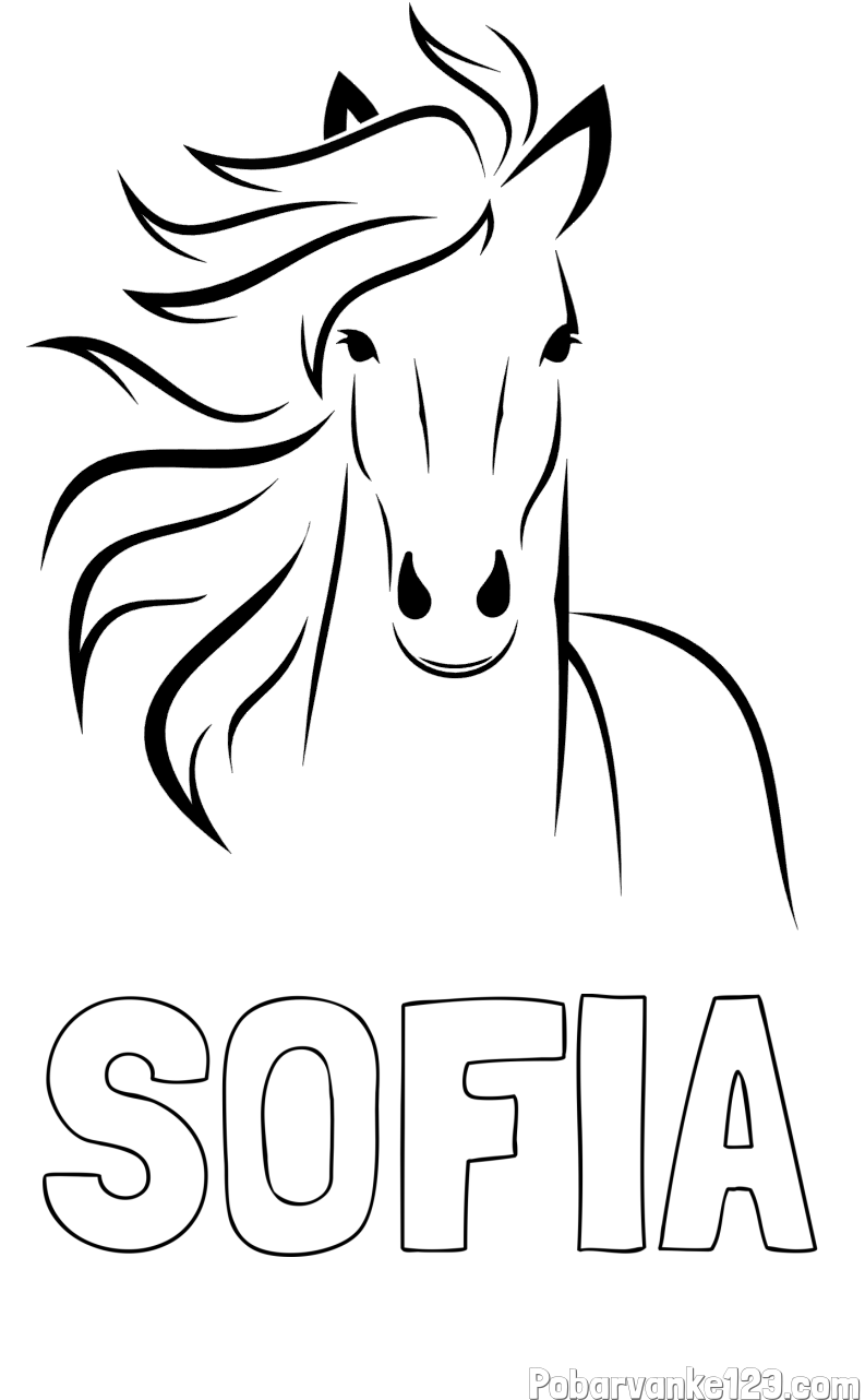 Pobarvanka imena SOFIA in lepa pobarvanka konja