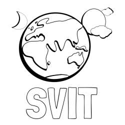 Online izdelana pobarvanka - Pobarvanka imena SVIT in pobarvanka planeta Zemlje, lune ter sonca