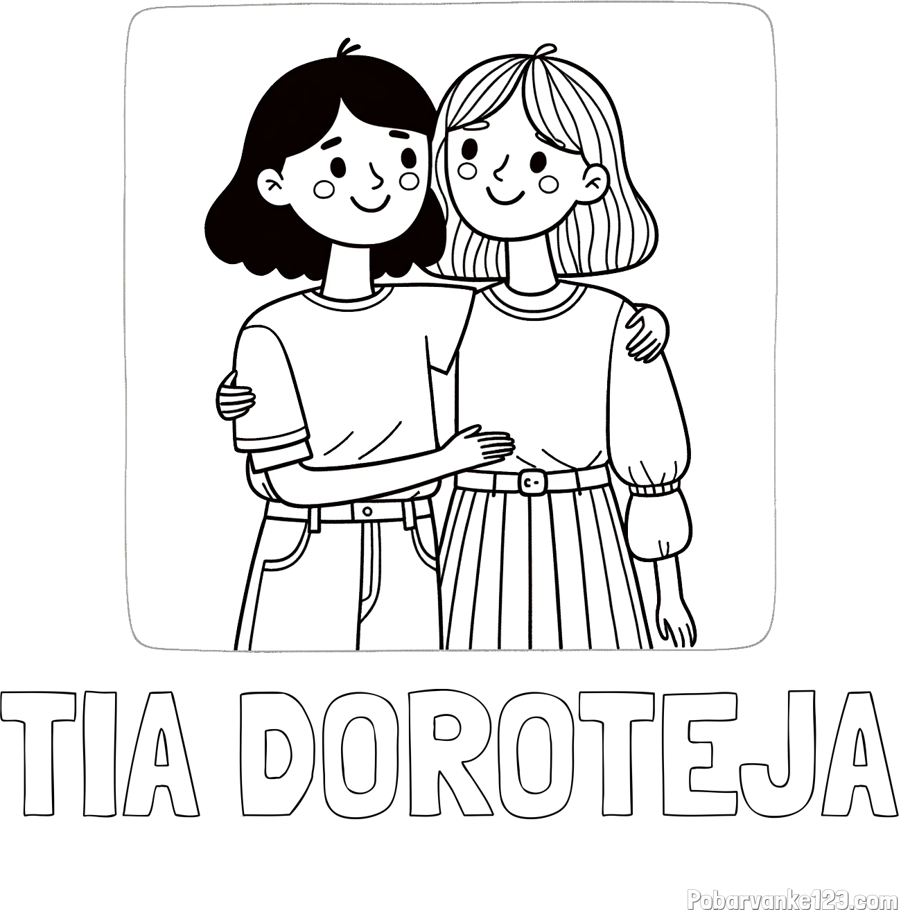 Pobarvanka imena TIA DOROTEJA in otroška pobarvanka dveh prijateljic