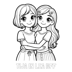 Online izdelana pobarvanka - Pobarvanka imena TIJA IN LEA BFF in pobarvanka ljubkih prijateljic