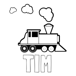 Online izdelana pobarvanka - Pobarvanka imena TIM in pobarvanka parne lokomotive
