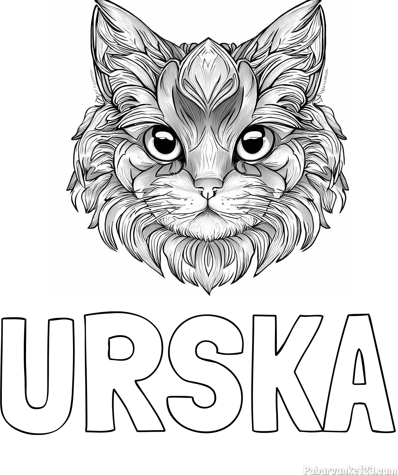 Pobarvanka imena URŠKA in pobarvanka mačke