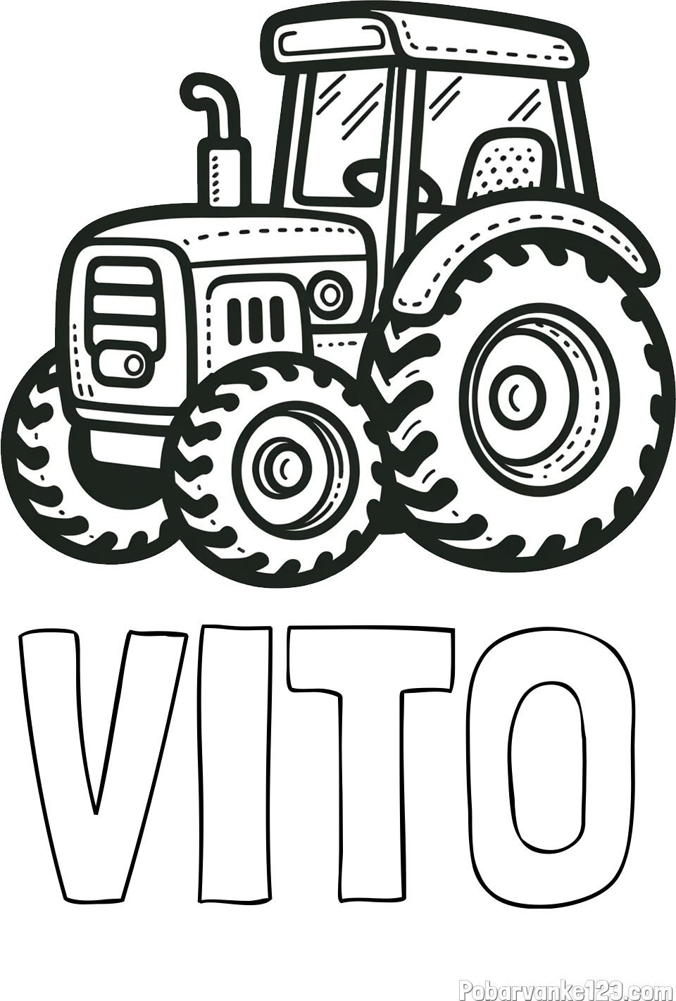 Pobarvanka imena VITO in pobarvanka čudovitega traktorja