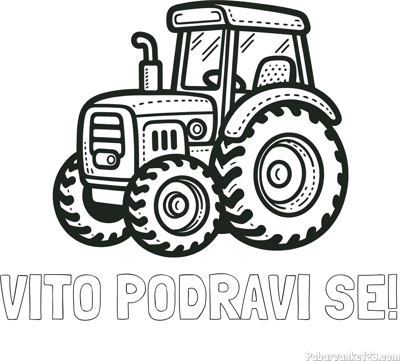 Pobarvanka imena VITO PODRAVI SE! in pobarvanka čudovitega traktorja