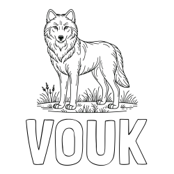 Online izdelana pobarvanka - Pobarvanka imena VOUK in pobarvanka volka