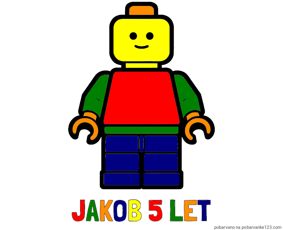 POBARVANA POBARVANKA - Pobarvanka imena JAKOB 5 LET in pobarvanka LEGO figurice fanta