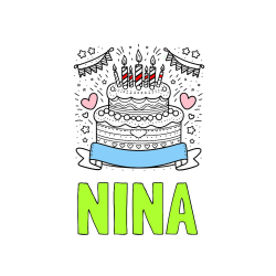 POBARVANA POBARVANKA - Pobarvanka imena NINA in pobarvanka velike torte za rojstni dan