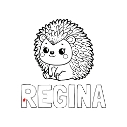 POBARVANA POBARVANKA - Pobarvanka imena REGINA in pobarvanka nasmejanega ježka