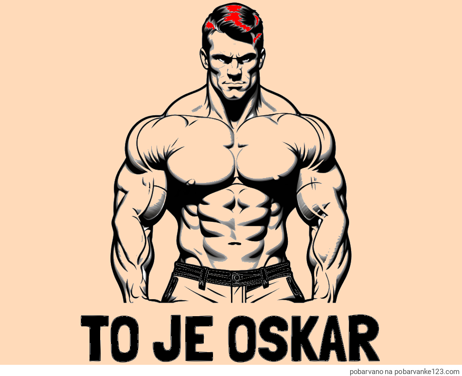 POBARVANA POBARVANKA - Pobarvanka imena TO JE OSKAR in pobarvanka bodybuilder-ja
