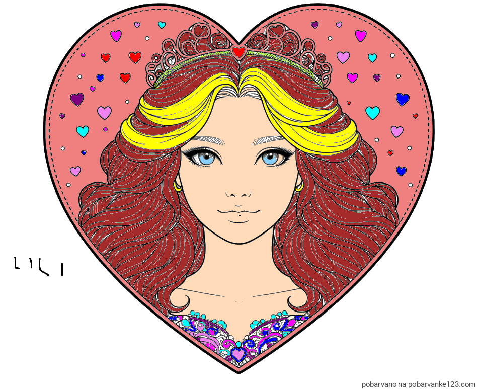 POBARVANA POBARVANKA - Pobarvanka ljubke princese v srčku