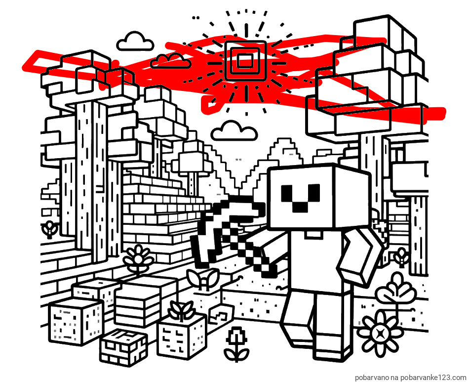 POBARVANA POBARVANKA - Pobarvanka Minecraft sveta