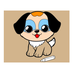 Pobarvana pobarvanka - Pobarvanka prikupnega kužka