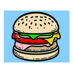 POBARVANA POBARVANKA - Preprosta pobarvanka hamburgerja