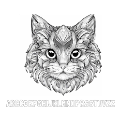 Online izdelana pobarvanka - Pobarvanka imena ABCČDEFGHIJKLMNOPRSŠTUVZŽ in pobarvanka mačke