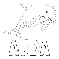 Online izdelana pobarvanka - Pobarvanka imena AJDA in pobarvanka delfina - poveži številke