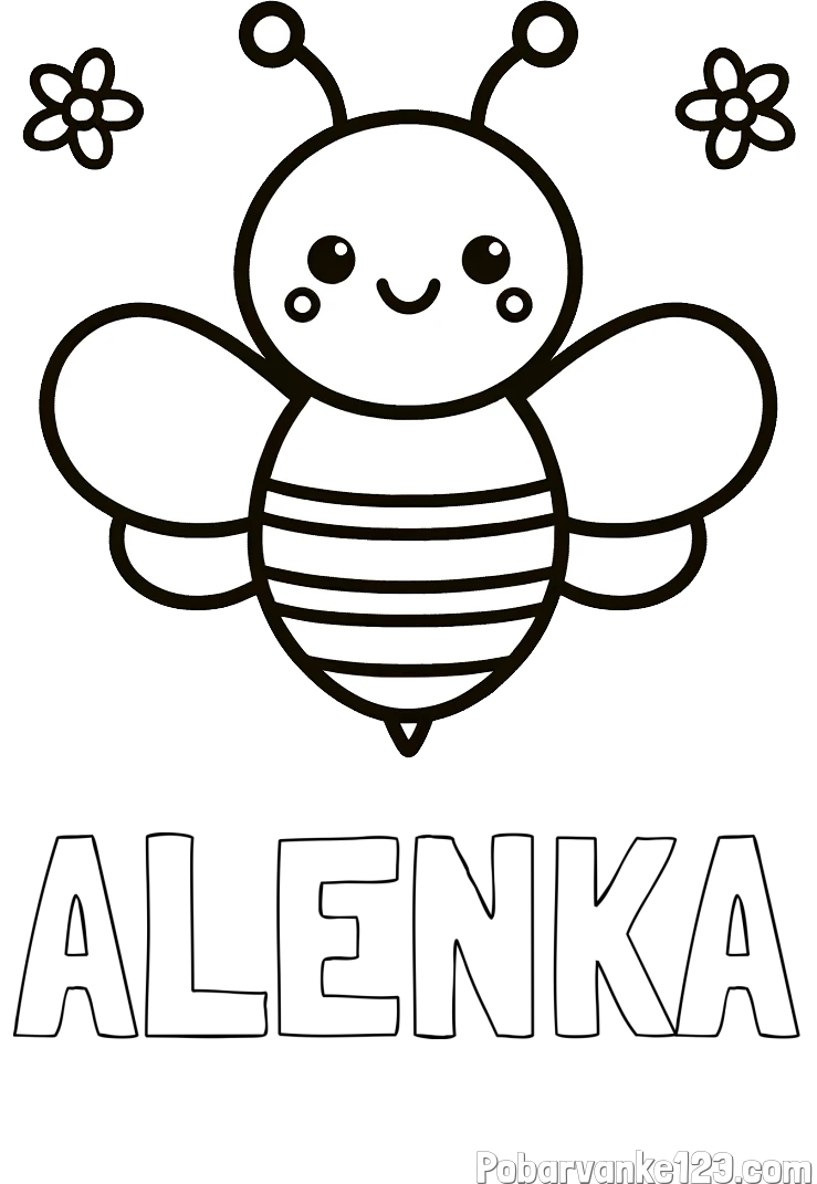 Pobarvanka imena ALENKA in otroška pobarvanka čebele