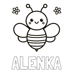 Online izdelana pobarvanka - Pobarvanka imena ALENKA in otroška pobarvanka čebele