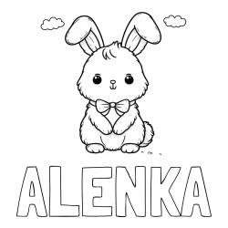 Online izdelana pobarvanka - Pobarvanka imena ALENKA in pobarvanka prikupnega zajčka