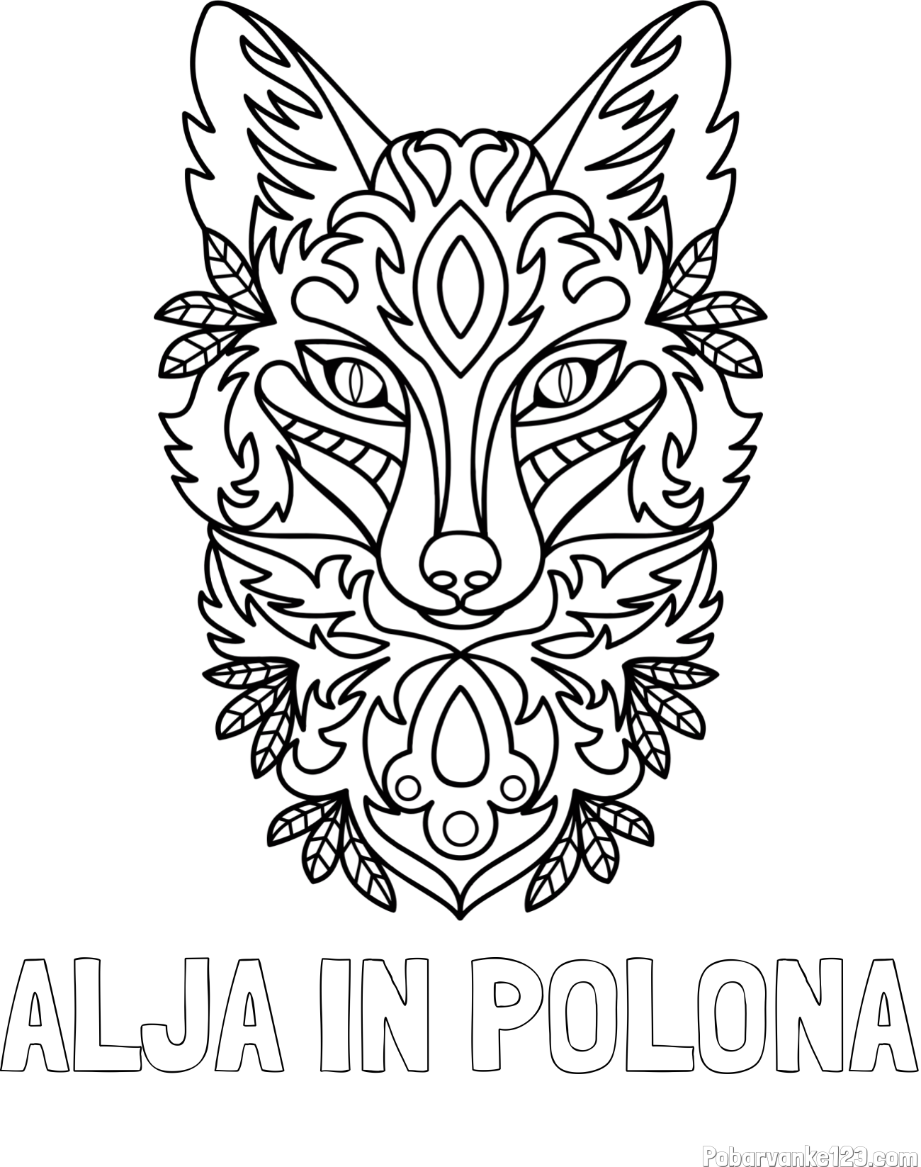 Pobarvanka imena ALJA IN POLONA in pobarvanka volka - mandale