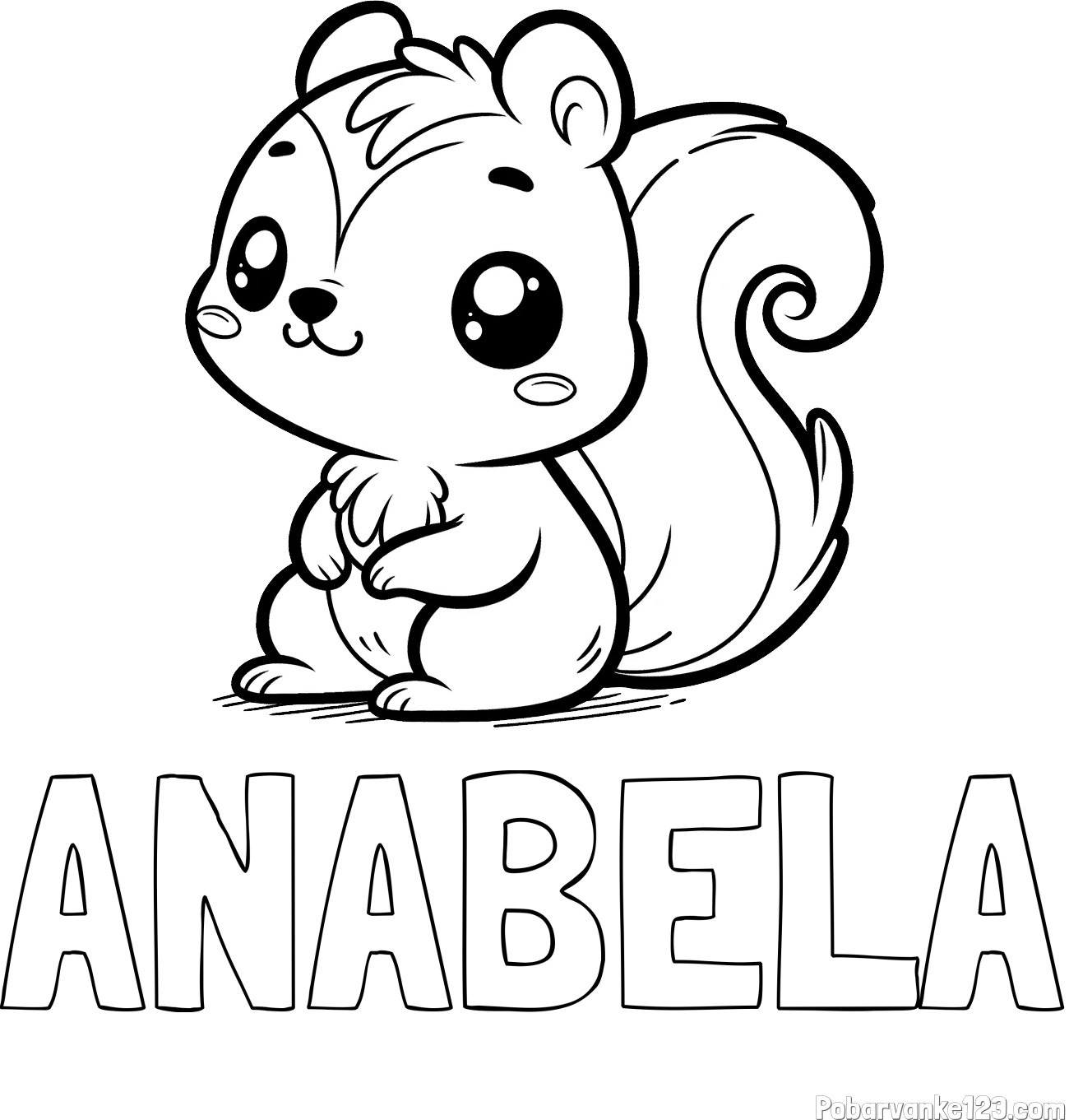 Pobarvanka imena ANABELA in pobarvanka veverice