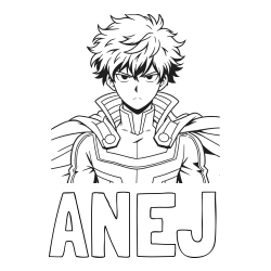 Online izdelana pobarvanka - Pobarvanka imena ANEJ in pobarvanka junaka v anime slogu