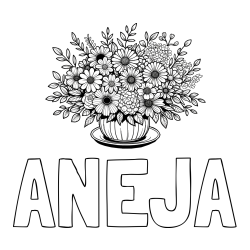 Online izdelana pobarvanka - Pobarvanka imena ANEJA in pobarvanka velikega šopka rož