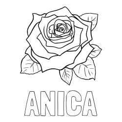 Online izdelana pobarvanka - Pobarvanka imena ANICA in pobarvanka vrtnice